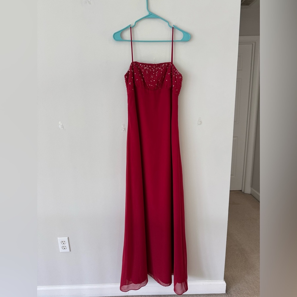 Alfred Angelo Crimson Beaded Evening Dress